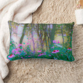 明るい日の出と私の庭のピンクの円錐飾り ランバークッション (ブランケット)