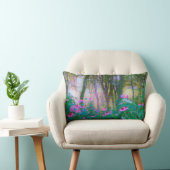 明るい日の出と私の庭のピンクの円錐飾り ランバークッション (椅子)