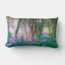 明るい日の出と私の庭のピンクの円錐飾り ランバークッション