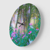 明るい日の出と私の庭のピンクの円錐飾り ラージ壁時計 (傾斜)