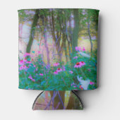 明るい日の出と私の庭のピンクの円錐飾り 缶クーラー (正面)