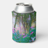 明るい日の出と私の庭のピンクの円錐飾り 缶クーラー (缶裏面)