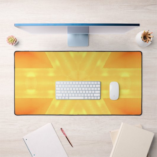 明るい日の出と線の万華鏡のように千変万化するパターン デスクマット (オフィス1)