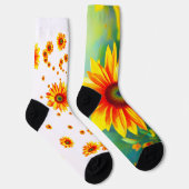 明るい日当たりの良いカラフルサンフラワーカントリーアート ソックス (右)