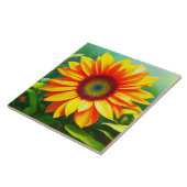 明るい日当たりの良いカラフルサンフラワーカントリーアート タイル (側面)