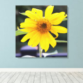 明るい日当たりの良い黄色のひまわりクローズアップ24インチx 24インチ キャンバスプリント (インサイチュ (ウッドフロア))