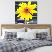 明るい日当たりの良い黄色のひまわりクローズアップ24インチx 24インチ キャンバスプリント (インサイチュ (寝室))