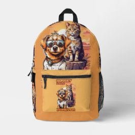 明るい日没のアニマルアートシーン プリントバックパック