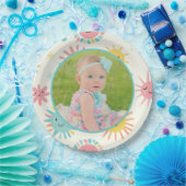 明るい日照りフォト誕生日 ペーパープレート (パーティー)