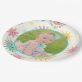 明るい日照りフォト誕生日 ペーパープレート (アングル)