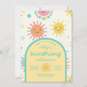 明るい日照りフォト誕生日 招待状 (正面)