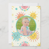 明るい日照りフォト誕生日 招待状 (裏面)