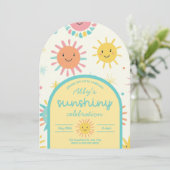 明るい日照りフォト誕生日 招待状 (スタンド正面)