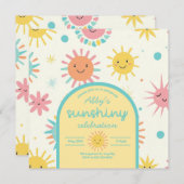 明るい日照りフォト誕生日 招待状 (正面/裏面)