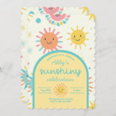 明るい日照りフォト誕生日 招待状 (正面/裏面)