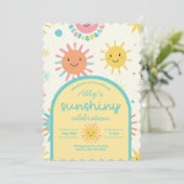 明るい日照りフォト誕生日 招待状 (スタンド正面)