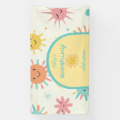 明るい日照りフォト誕生日 横断幕 (縦)