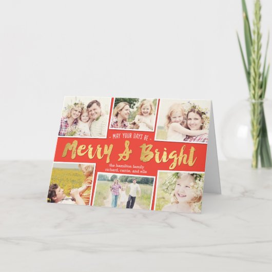 明るい日編集可能なカラーコラージュホリデーカード シーズンカード (正面)