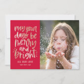 明るい日編集可能なカラーホリデーフォトカード シーズンカード (正面)