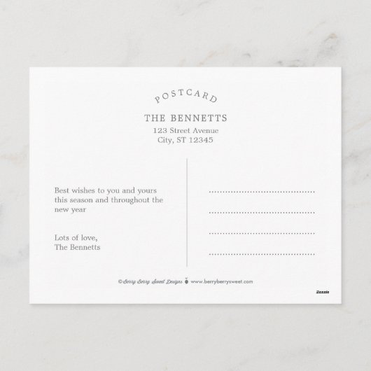 明るい日編集可能カラーホリデーカードポストカード シーズンポストカード (裏面)