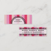明るい日除けの細いピンクの名刺 スキニー名刺 (正面/裏面)