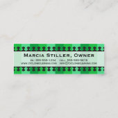 明るい日除けの細い緑の名刺 スキニー名刺 (裏面)