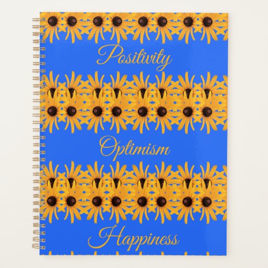 明るい日黄色の花感動的青王室の プランナー手帳 (正面)