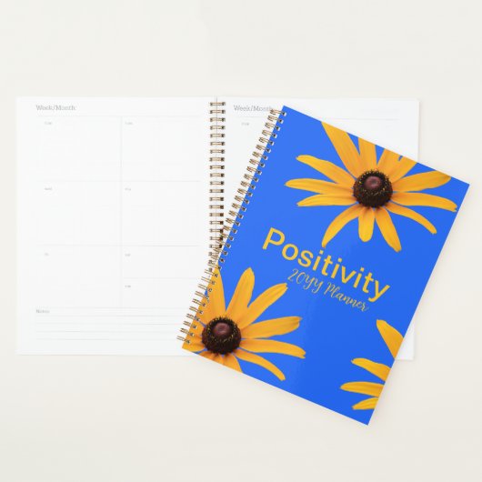 明るい日黄色の花王室の青やる気を起こさせる プランナー手帳 (ディスプレー)