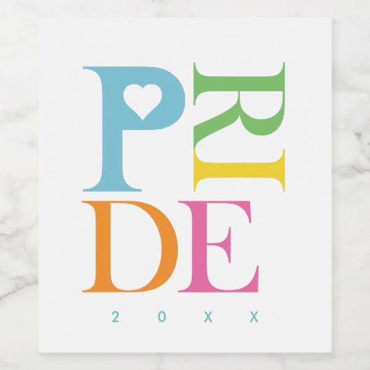 明るい明るいカラフルおもしろいプライドタイポグラフィ ワインラベル (シングルラベル)