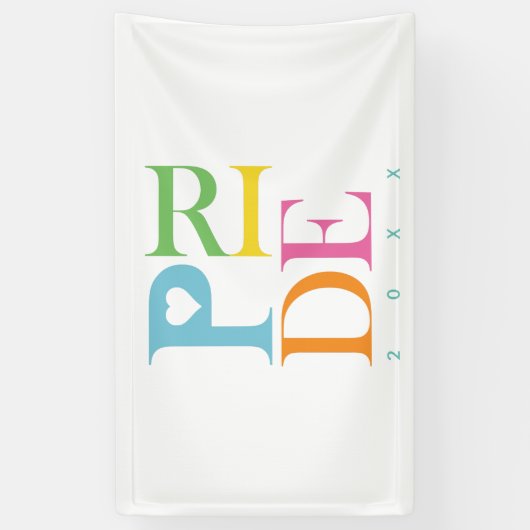 明るい明るいカラフルおもしろいプライドタイポグラフィ 横断幕 (縦)