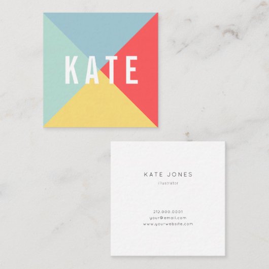 明るい明るい色の正方形の名刺 スクエア名刺 (正面/裏面)
