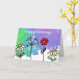 明るい明るい花が水彩に咲く幸せな漫画 カード