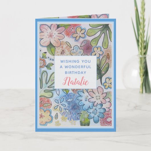 明るい明るい花ハッピーバースデーカスタムカード シーズンカード (正面)