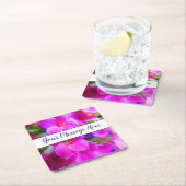 明るい明るい花ピンクマゼンタパープルカスタム スクエアペーパーコースター (インサイチュ)