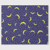 明るい星とイエロークオータームーンナイトスカイ ラッピングペーパー (フラット)