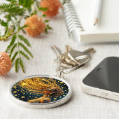 明るい星に囲ま白熱［赤熱］光を放つれた夢の少女 キーホルダー (側面)