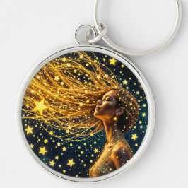 明るい星に囲ま白熱［赤熱］光を放つれた夢の少女 キーホルダー
