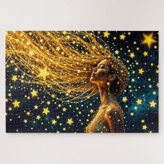 明るい星に囲ま白熱［赤熱］光を放つれた夢の少女 ジグソーパズル (横)