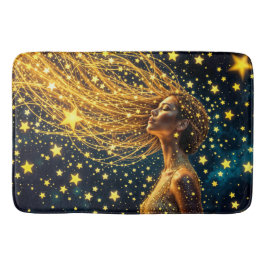 明るい星に囲ま白熱［赤熱］光を放つれた夢の少女 バスマット