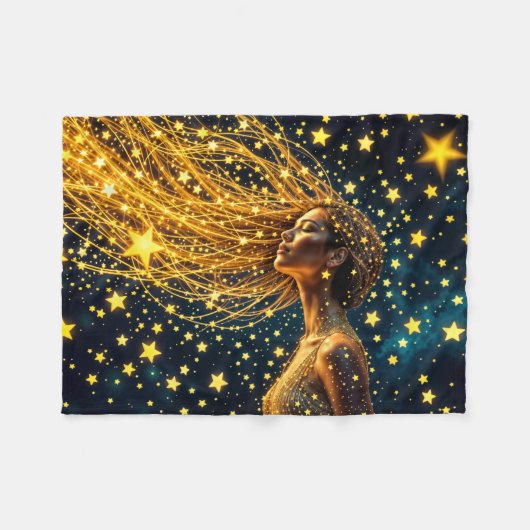 明るい星に囲ま白熱［赤熱］光を放つれた夢の少女 フリースブランケット (正面(横))