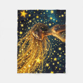 明るい星に囲ま白熱［赤熱］光を放つれた夢の少女 フリースブランケット (正面)