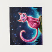 明るい星の下の魔法のような青い目の猫 タペストリー (正面)