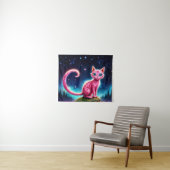 明るい星の下の魔法のような青い目の猫 タペストリー (インサイチュ(横))