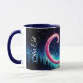 明るい星の下の魔法のような青い目の猫 マグカップ (左)