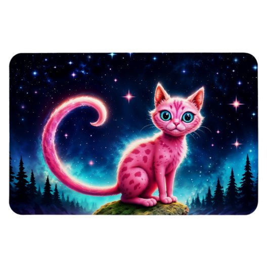 明るい星の下の魔法のような青い目の猫 マグネット (横)