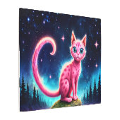 明るい星の下の魔法のような青い目の猫 メタルプリント (アングル)