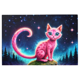 明るい星の下の魔法のような青い目の猫 メタルプリント