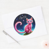 明るい星の下の魔法のような青い目の猫 ラウンドシール (封筒)