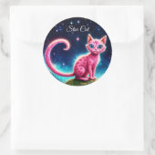 明るい星の下の魔法のような青い目の猫 ラウンドシール (バッグ)