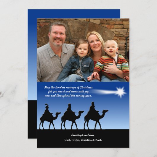 明るい星の写真のクリスマスカード シーズンカード (正面/裏面)